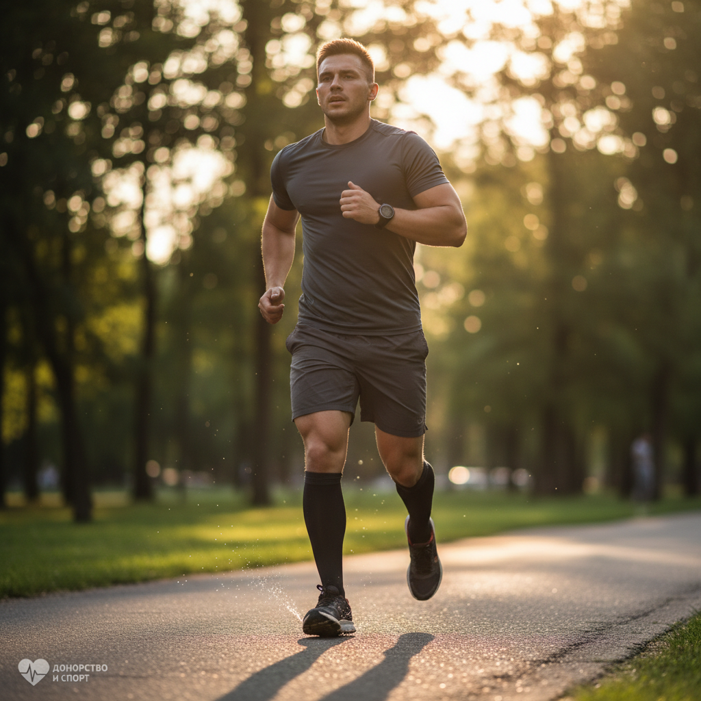 Бегун на тренировке - у марафонцев повышенная потеря железа из-за маршевого гемолиза